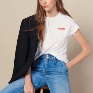 Sandro Paris THANKS T Shirt with Special Print on Back